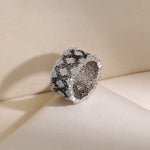 Two-Tone Clover Pavé Lace Band Ring - floysun