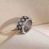 Two-Tone Clover Pavé Lace Band Ring - floysun