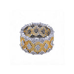 Two-Tone Clover Pavé Lace Band Ring - floysun