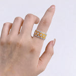 Two-Tone Clover Pavé Lace Band Ring - floysun