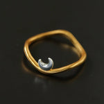 Two-Tone Crescent Moon Square Band Ring - floysun