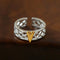 Two-Tone Heart Lattice Slightly Adjustable Open Ring - floysun