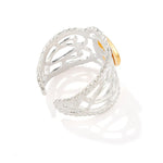 Two-Tone Lace Button Adjustable Ring - floysun