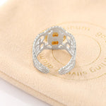 Two-Tone Lace Button Adjustable Ring - floysun