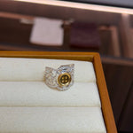Two-Tone Lace Button Adjustable Ring - floysun
