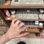 Two-Tone Lace Button Adjustable Ring - floysun