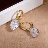 Two-Tone Pear-Cut CZ Drop Earrings - floysun