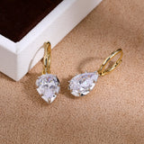 Two-Tone Pear-Cut CZ Drop Earrings - floysun