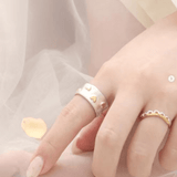 Two-Tone Scattered Heart Wide Open Ring - floysun