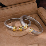 Two-Tone Sculpted-End Flexible Cuff Bracelet - floysun