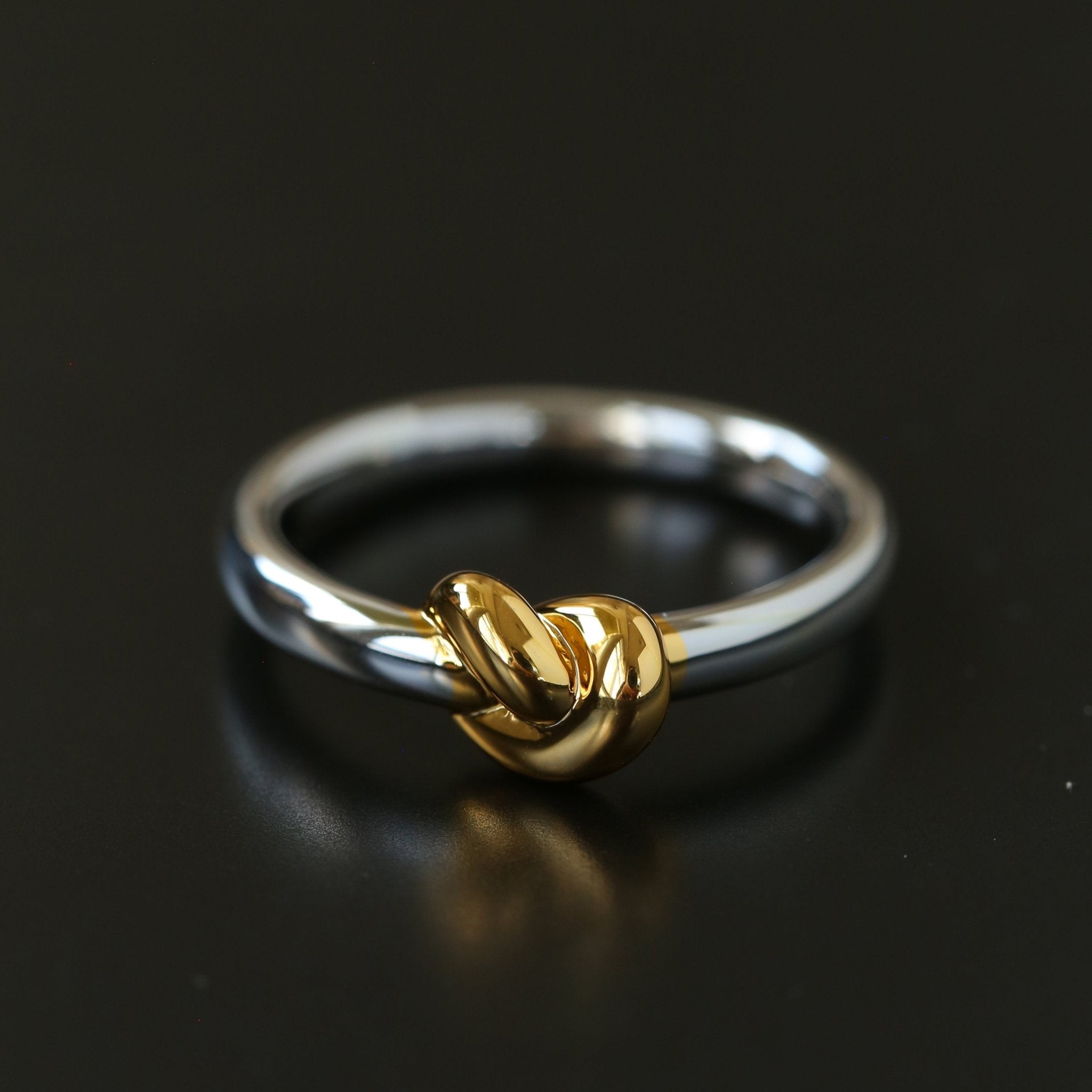 Two-Tone Sculptural Knot Band Ring - floysun
