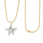 Two-Tone Sculptural Star Pendant Long Necklace - floysun