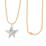 Two-Tone Sculptural Star Pendant Long Necklace - floysun