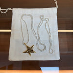 Two-Tone Sculptural Star Pendant Long Necklace - floysun