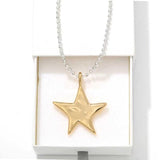 Two-Tone Sculptural Star Pendant Long Necklace - floysun