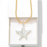 Two-Tone Sculptural Star Pendant Long Necklace - floysun