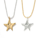 Two-Tone Sculptural Star Pendant Long Necklace - floysun