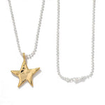 Two-Tone Sculptural Star Pendant Long Necklace - floysun