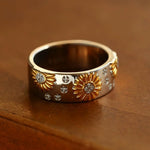 Two - Tone Sunflower Ring – 925 Sterling Silver - floysun