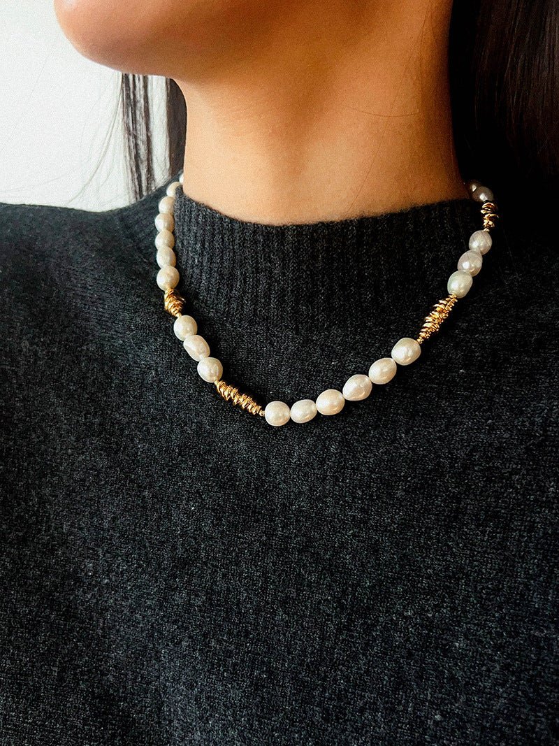 Unisex Chunky Chain & Pearl Necklace – Style A - floysun