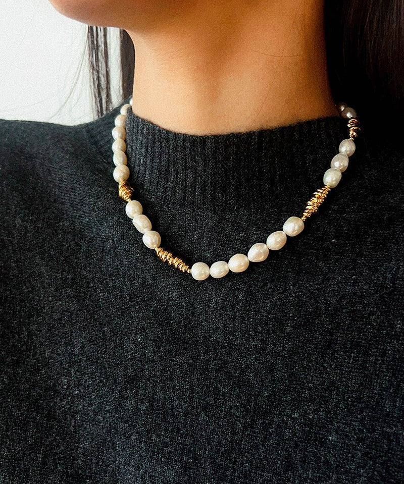 Unisex Chunky Chain & Pearl Necklace – Style A - floysun