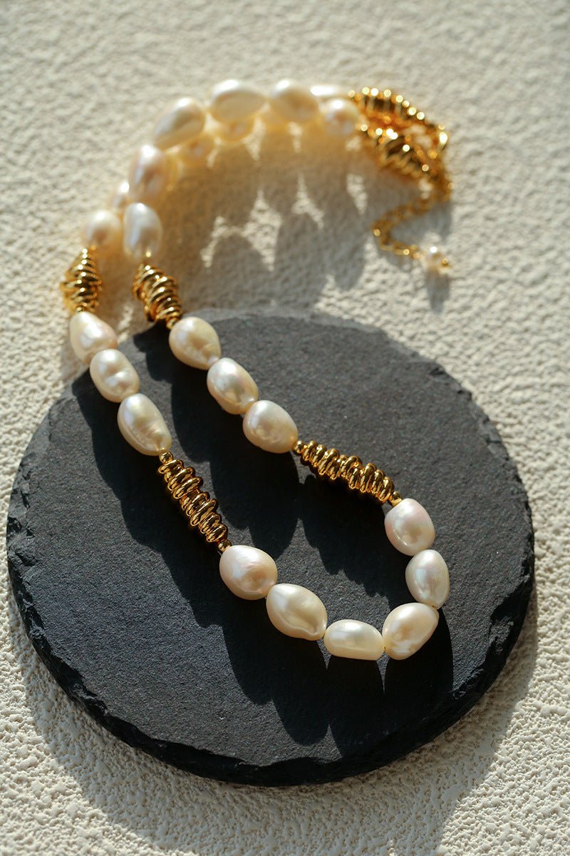 Unisex Chunky Chain & Pearl Necklace – Style A - floysun