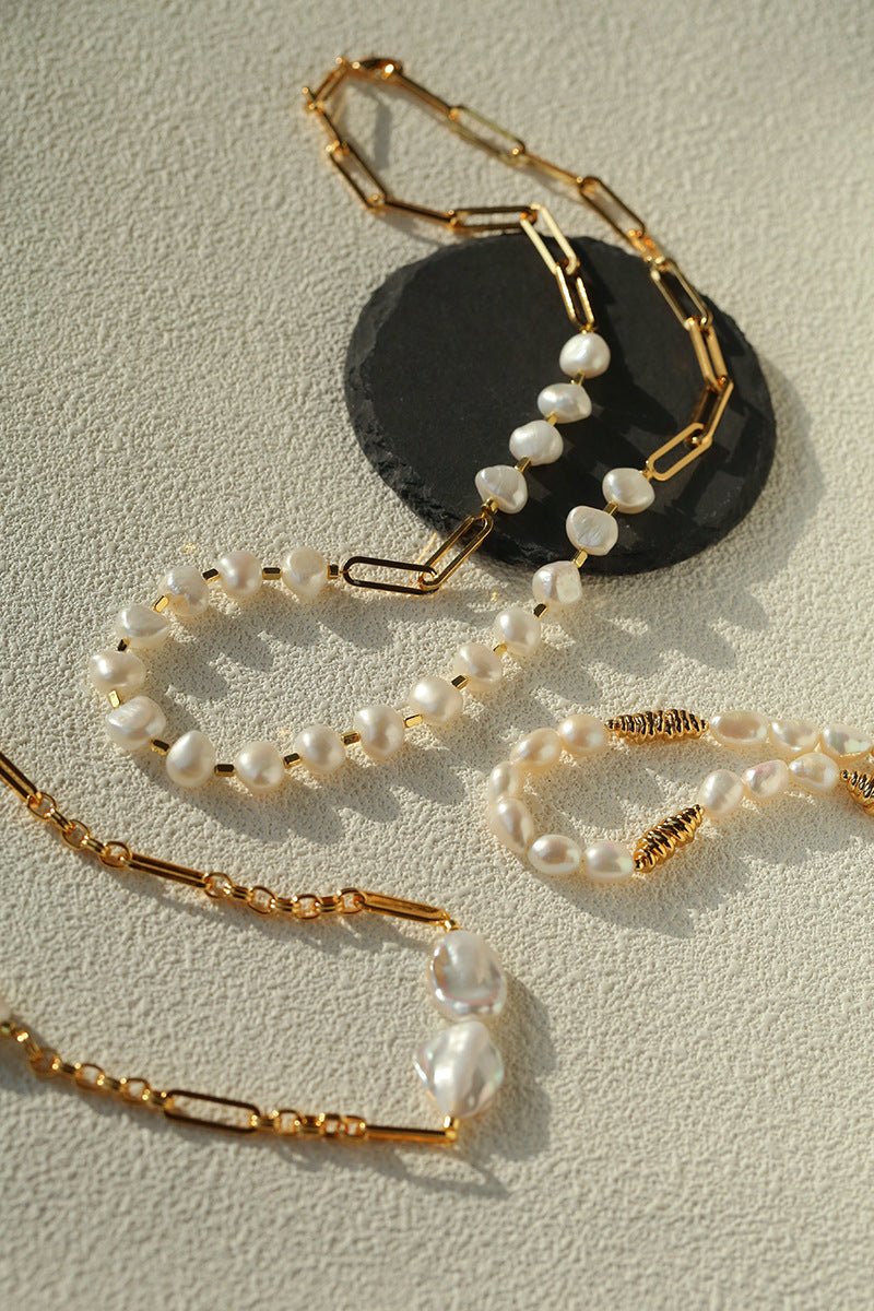 Unisex Chunky Chain & Pearl Necklace - floysun