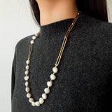 Unisex Chunky Chain & Pearl Necklace - floysun