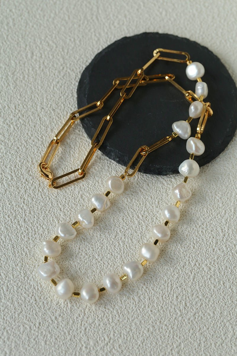 Unisex Chunky Chain & Pearl Necklace - floysun