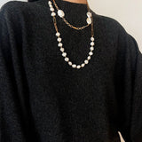 Unisex Chunky Chain & Pearl Necklace - floysun