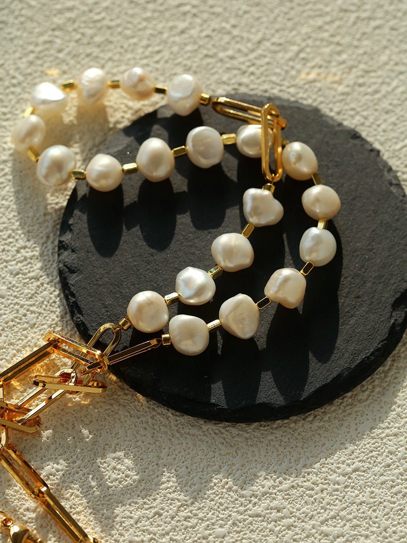 Unisex Chunky Chain & Pearl Necklace - floysun