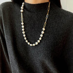 Unisex Chunky Chain & Pearl Necklace - floysun