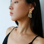 Vacation Collection White Fossil Bead Tassel Earrings - floysun