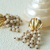 Vacation Collection White Fossil Bead Tassel Earrings - floysun