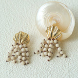 Vacation Collection White Fossil Bead Tassel Earrings - floysun