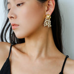 Vacation Collection White Fossil Bead Tassel Earrings - floysun