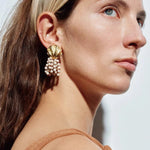 Vacation Collection White Fossil Bead Tassel Earrings - floysun