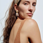 Vacation Collection White Fossil Bead Tassel Earrings - floysun