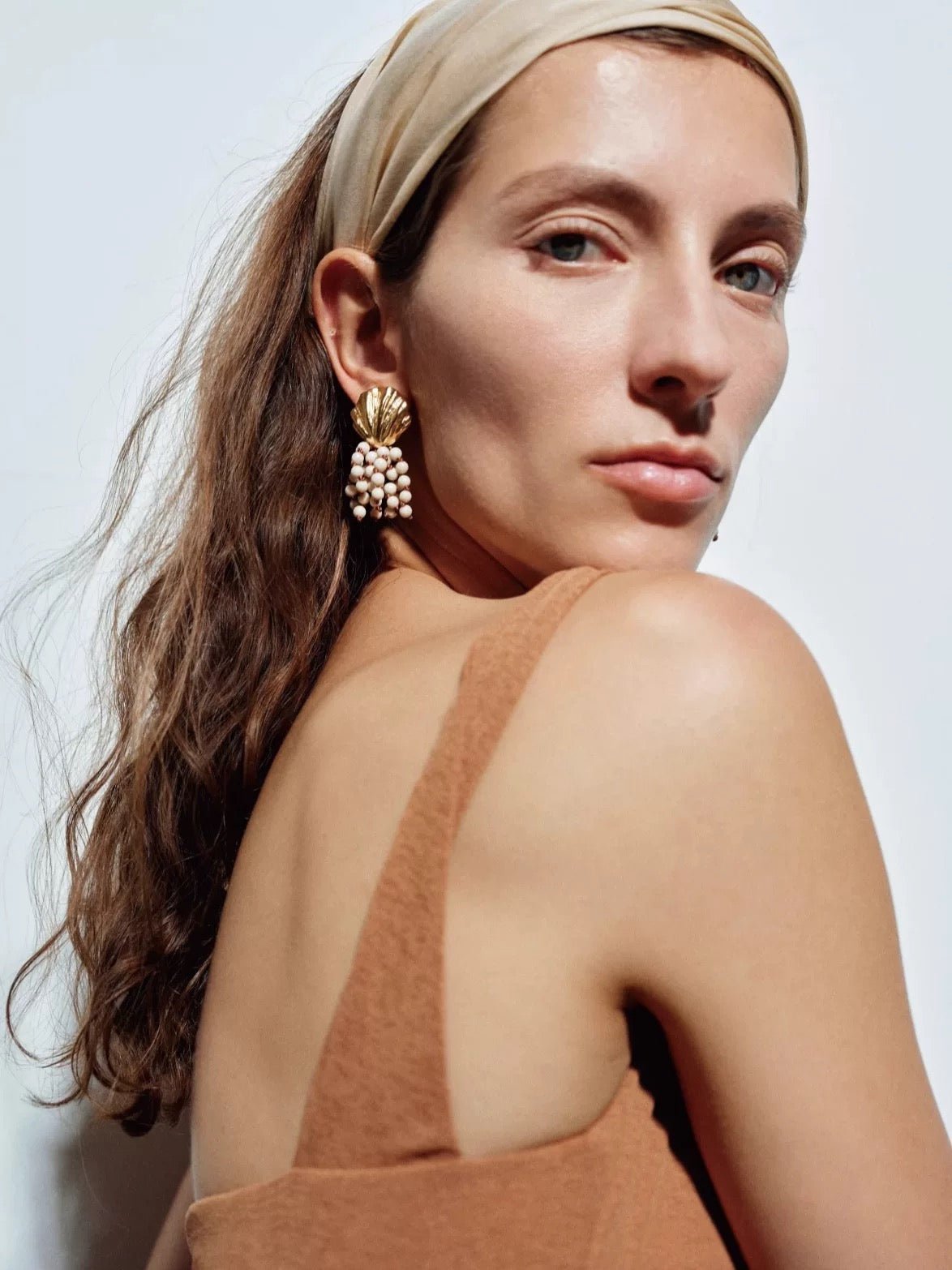 Vacation Collection White Fossil Bead Tassel Earrings - floysun