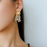 Vacation Collection White Fossil Bead Tassel Earrings - floysun