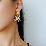 Vacation Collection White Fossil Bead Tassel Earrings - floysun