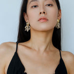 Vacation Collection White Fossil Bead Tassel Earrings - floysun