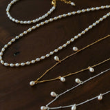 Versatile Layerable Rice Freshwater Pearl Necklace - floysun