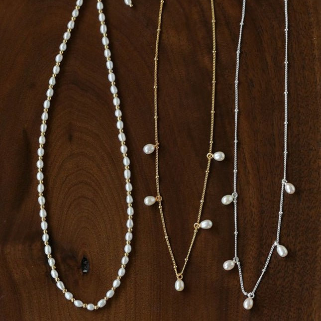Versatile Layerable Rice Freshwater Pearl Necklace - floysun