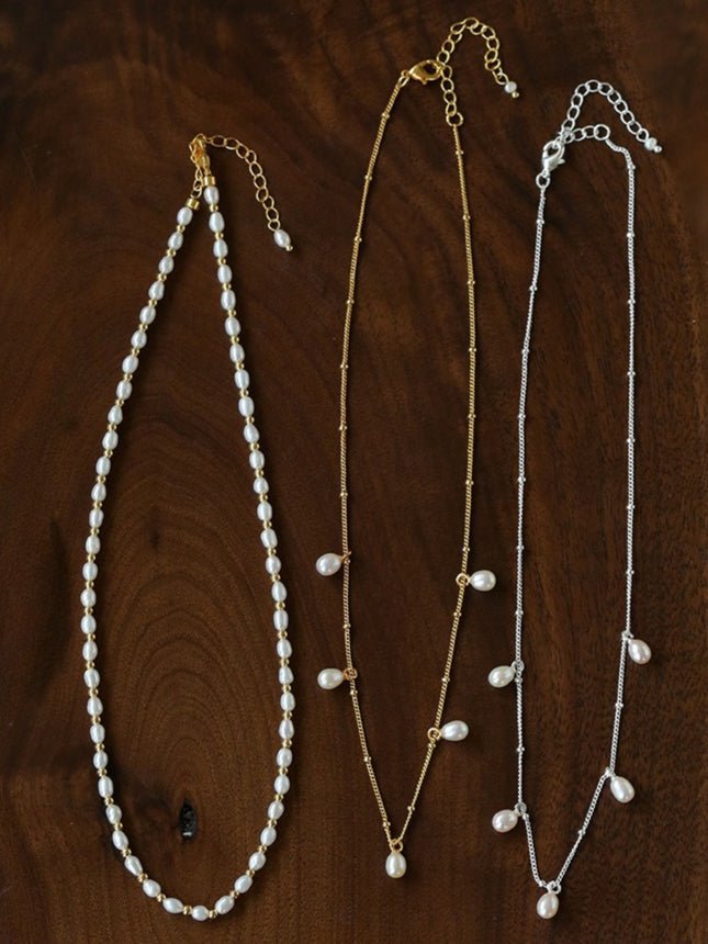 Versatile Layerable Rice Freshwater Pearl Necklace - floysun