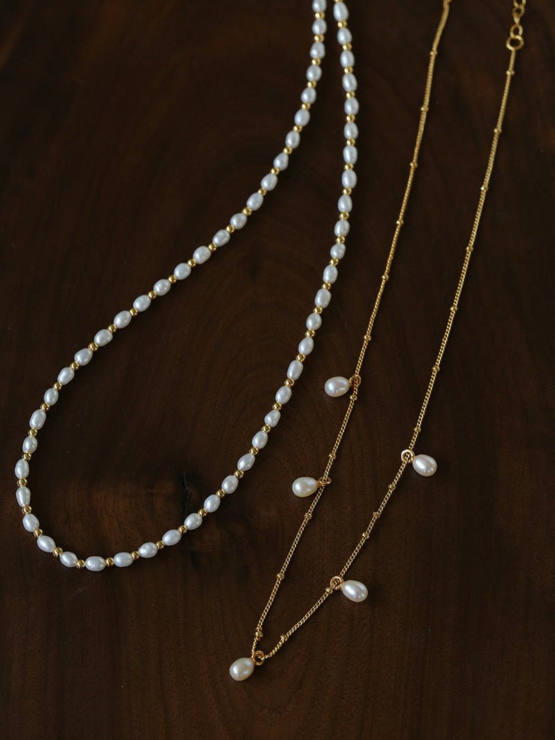 Versatile Layerable Rice Freshwater Pearl Necklace - floysun