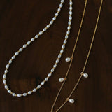 Versatile Layerable Rice Freshwater Pearl Necklace - floysun