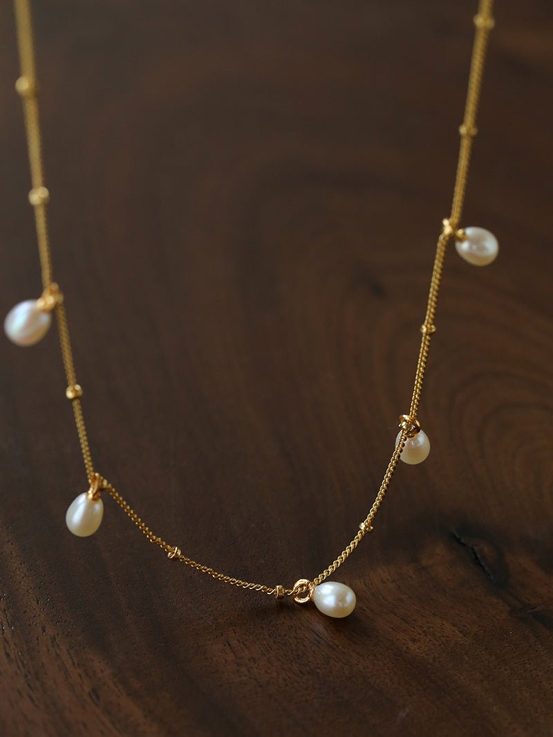 Versatile Layerable Rice Freshwater Pearl Necklace - floysun