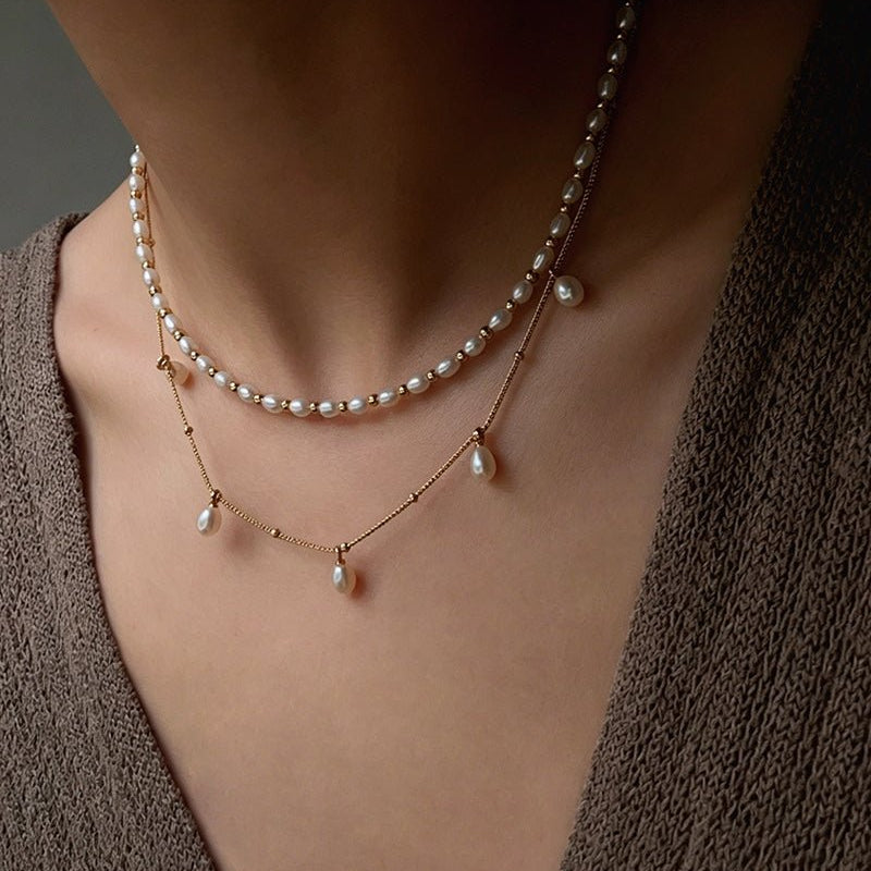 Versatile Layerable Rice Freshwater Pearl Necklace - floysun