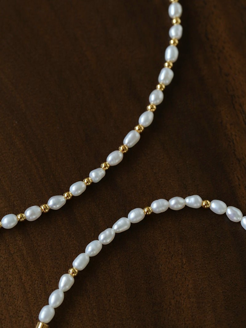 Versatile Layerable Rice Freshwater Pearl Necklace - floysun